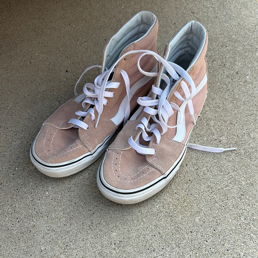 Vans Pink Rose Smoke Suede Canvas M8 W9.5 Unisex Hi High Top